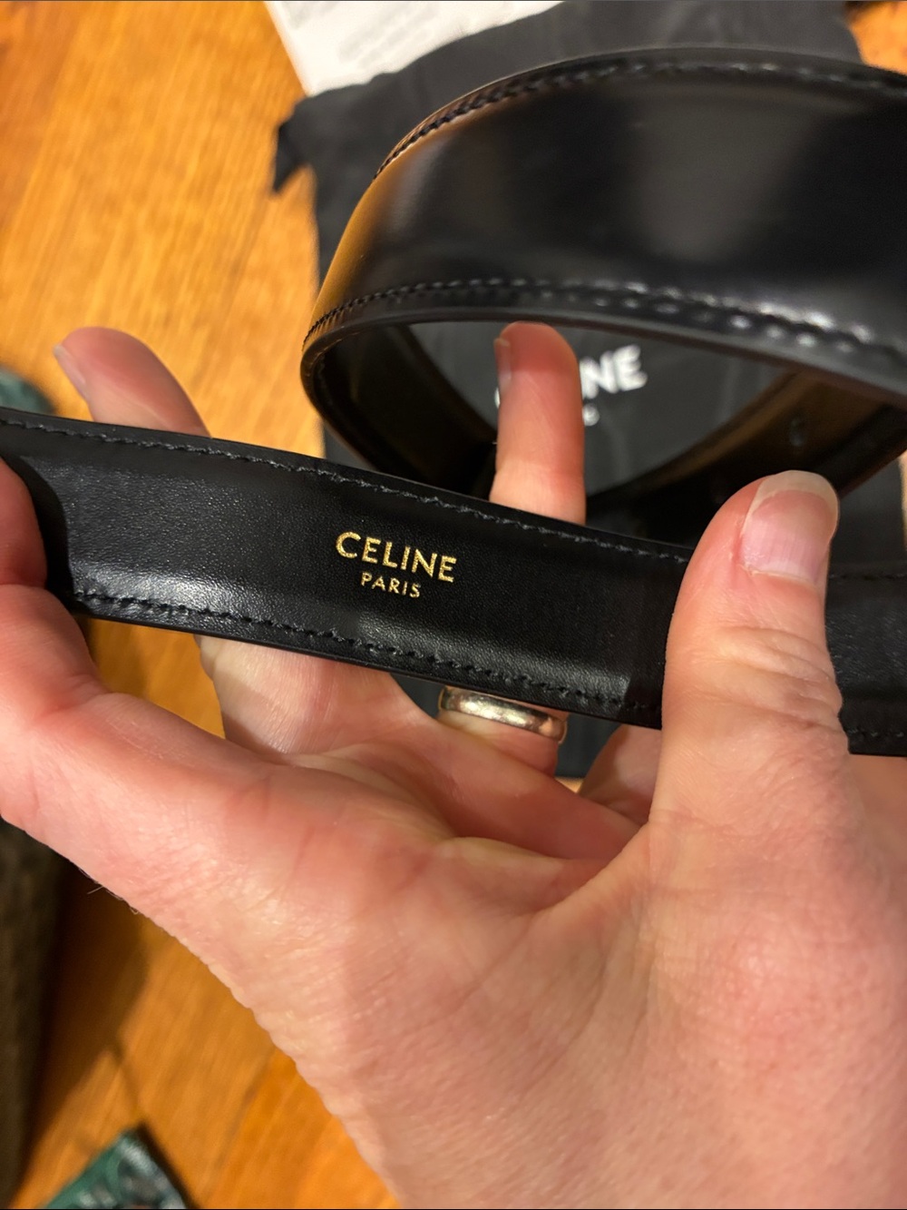 Celine Triomphe Black Leather Belt - size 90 - Picture 5 of 5